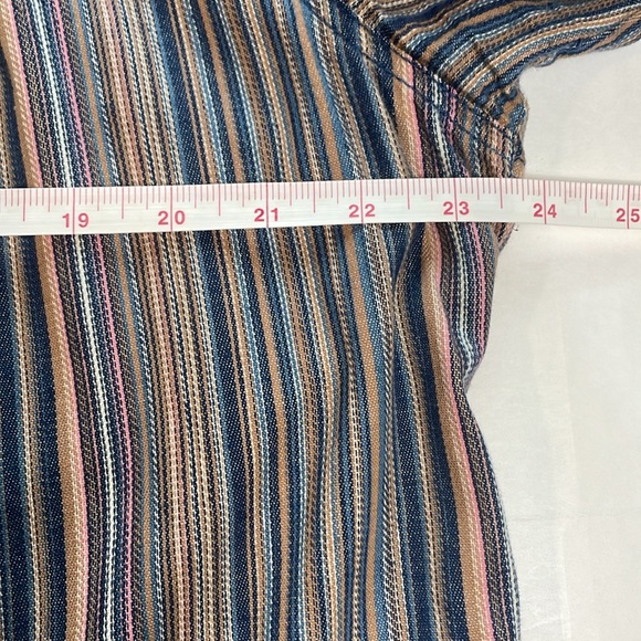 Dress Barn Women’s Vertical Striped Button Down Top Bronze Buttons Boxy Flaw XL - Picture 13 of 14